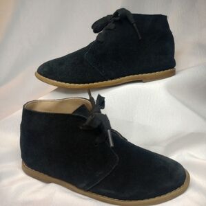 Janie & Jack Boy Child Black Suede Leather Lace Up Dress Casual Size 12 Shoes